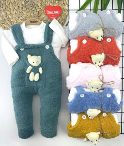 Полукомбенизон с бодиком Murat Baby Мишка игрушка, унисекс, рубчик/велсофт, 1-12 м