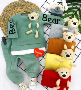 Комплект одежды для мальчика MuratBaby Мишка игрушка, 2 элемента, с начесом, 6-24 м