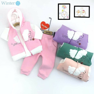 Комплект одежды для девочки MuratBaby Овечка, 3 элемента, с начесом, 6-24 м