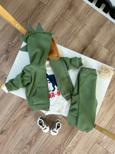 Комплект одежды для мальчика MuratBaby Дино, 3 элемента, велсофт/ с начесом, 6-24 м