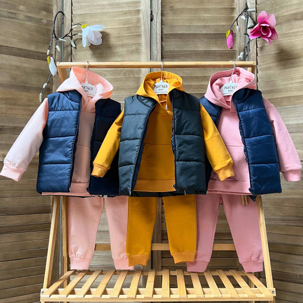 Костюм спортивный с жилеткой Partner, для мальчика и девочки, двунить/плащевка, 6-24 м