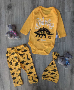 Комплект одежды для мальчика Poli Foni Dino, 3 элемента, интерлок, 3-9 м