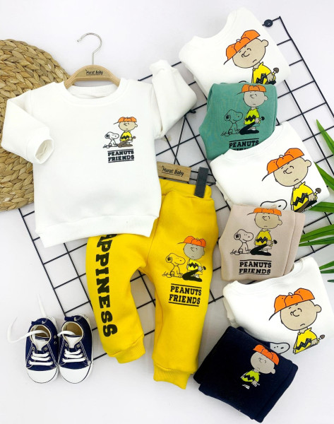 Комплект одежды для мальчика MuratBaby Peanuts Friends, 2 элемента, футер с начесом, 9-36 м
