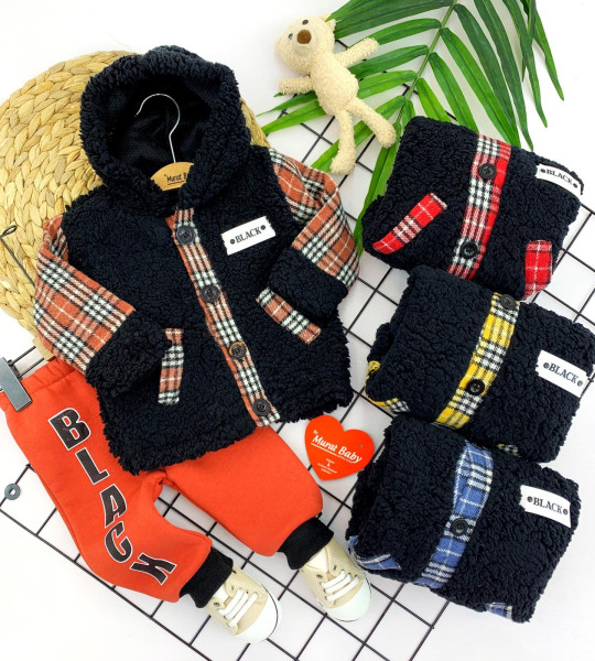 Комплект детской одежды MuratBaby Black, 2 элемента, овчина, 3-18 м