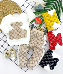Комплект одежды для девочки MuratBaby Мишка, 2 элемента, футер с начесом, 6-24 м