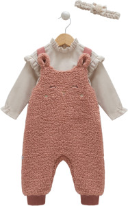Комплект одежды для девочки Caramell Lux Bear, шерпа/хлопок, 3-18 м