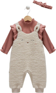 Комплект одежды для девочки Caramell Lux Bear, шерпа/хлопок, 3-18 м