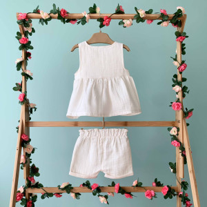 Комплект одежды для девочки Caramell Natural Girl, муслин, 0-12 м