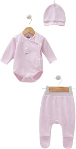 Комплект одежды для девочки Caramell Mini Baby Girl, 3 элемента, велюр, 0-9 м