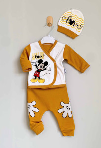 Комплект детской одежды Findik Mickey, 3 элемента, 100% хлопок, интерлок, 3-6 м