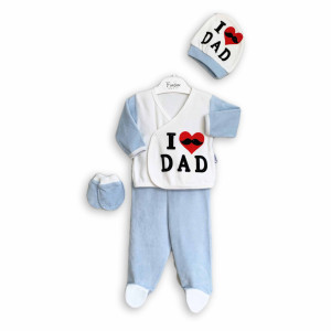 Комплект детской одежды Findik I love dad, 4 элемента, велюр, 3-6 м
