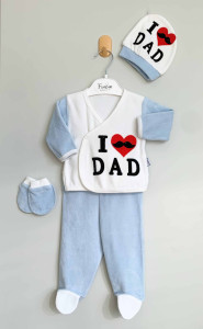 Комплект детской одежды Findik I love dad, 4 элемента, велюр, 3-6 м