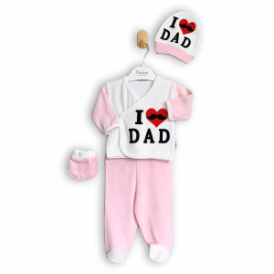 Комплект детской одежды Findik I love dad, 4 элемента, велюр, 3-6 м