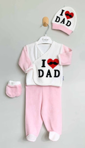 Комплект детской одежды Findik I love dad, 4 элемента, велюр, 3-6 м