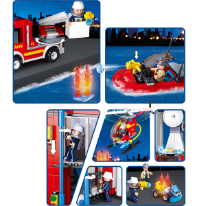 Конструктор детский SLUBAN Пожарная станция, 612 деталей