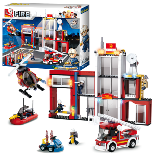 Конструктор детский SLUBAN Пожарная станция, 612 деталей