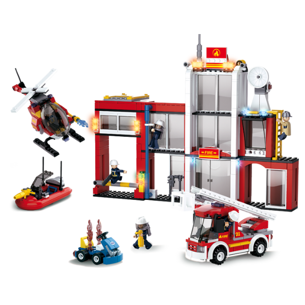 Конструктор детский SLUBAN Пожарная станция, 612 деталей