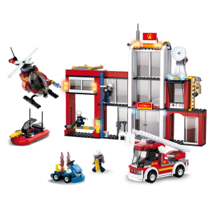 Конструктор детский SLUBAN Пожарная станция, 612 деталей