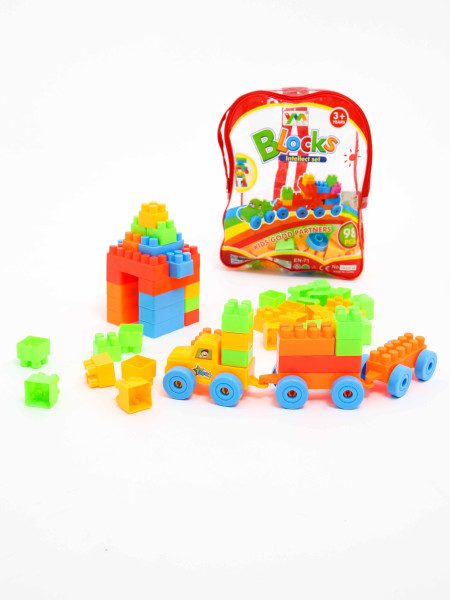 Конструктор детский Blocks с машинкой, в сумочке, 98 деталей