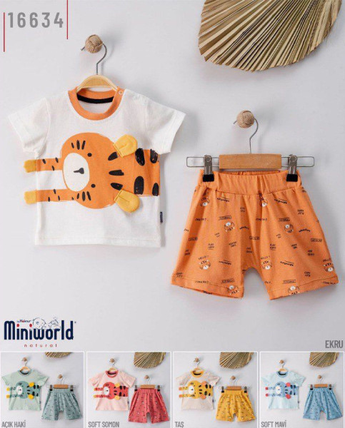 Комплект для мальчиков и девочек Miniworld Тигренок, летний, хлопковый, 6-24 м