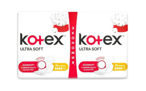Прокладки Kotex Ultra Normal Duo, 4 капельки, 20 шт.