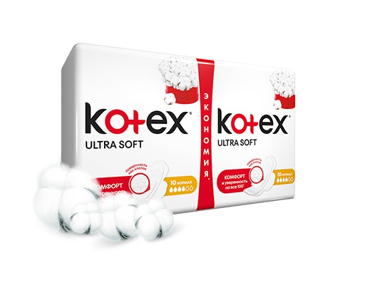 Прокладки Kotex Ultra Soft Нормал, с мягкой поверхностью, 4 капельки, 20 шт.