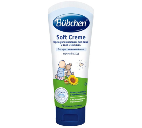 Крем детский увлажняющий Bübchen Soft Creme, каритэ и подсолнечник, 75 мл