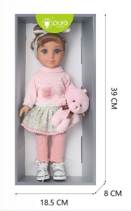 Кукла виниловая Pure Baby, с мишкой, 35 см