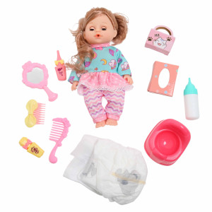Кукла - пупс LunaBebe с аксессуарами для волос, писает, 31 см, в одежде с единорогами