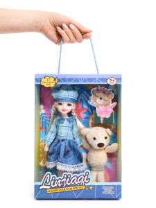 Кукла Аниме с мишкой, шарнирная, 30 см в берете