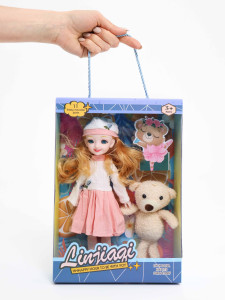 Кукла Аниме с мишкой, шарнирная, 30 см в берете