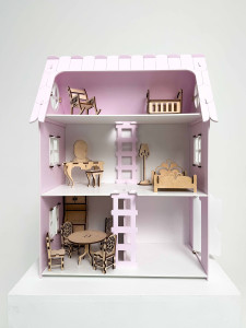 Домик кукольный DaVa Трехэтажный, с мебелью, деревянный