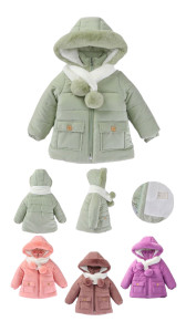 Куртка для девочки Помпон, плащевка/велсофт, зимняя, 1-7 лет