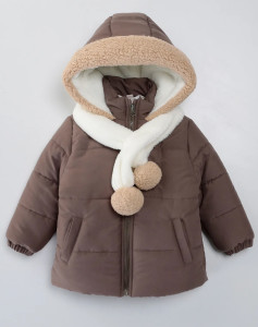 Куртка детская с шарфом, плащевка/велсофт, унисекс, еврозима, 2-7 лет