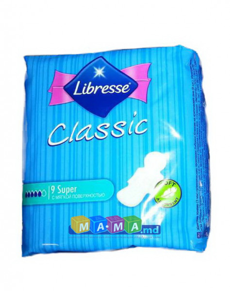 Прокладки Libresse Classic Супер, с мягкой поверхностью, 5 капелек, 9 шт.