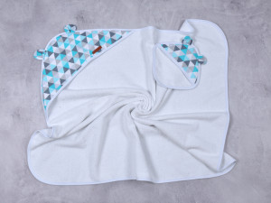 Полотенце - уголок для купания MagBaby Мишка, с варежкой, 100% хлопок, 76 х 83 см