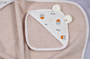 Полотенце - уголок для купания MagBaby Мишка, с варежкой, 100% хлопок, 76 х 83 см