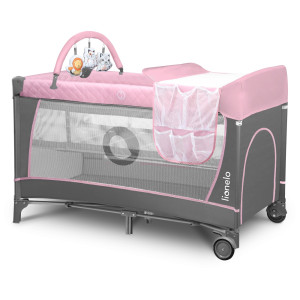 Манеж-кровать Lionelo Flower, с пеленатором, дугой с игрушками, с сумкой-переноской