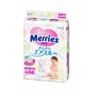 Подгузники Merries M (6-11 кг), 64 шт., японские