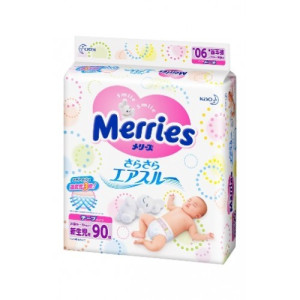 Подгузники Merries New Born (0-5 кг), 90 шт., для новорожденных, японские