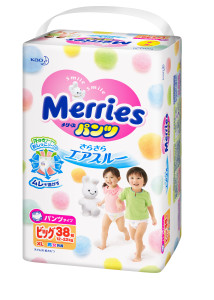 Подгузники трусики Merries XL (12-22 кг), 38 шт., японские