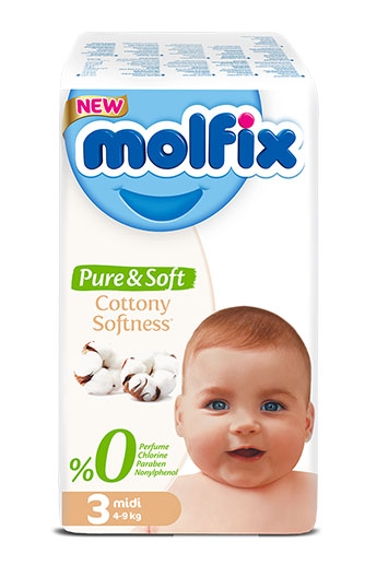 Подгузники Molfix Pure & Soft Midi №3 (4-9кг), 70 шт.