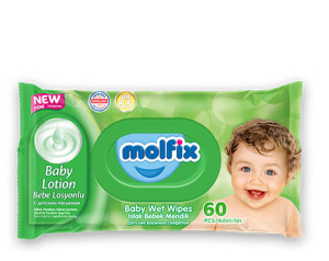 Салфетки мягкие Molfix Lotion, влажные, очищающие, 60 шт.