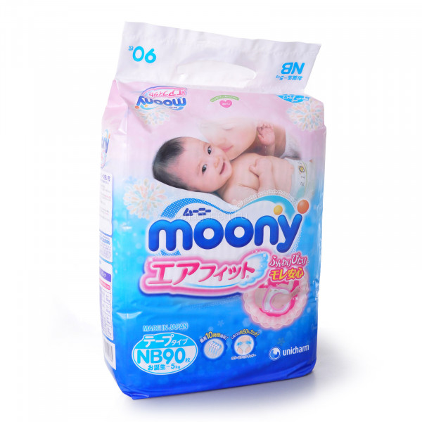 Подгузники Moony New Born (0-5кг), для новорожденных, 90 шт., унисекс, японские