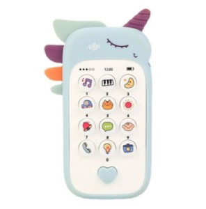 Телефон Единорог с прорезывателем, музыкальный, интерактивный, с русской озвучкой