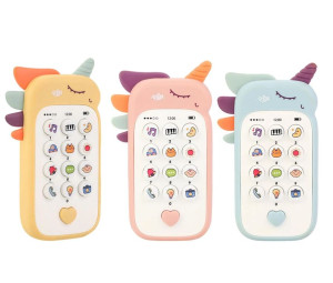 Телефон Единорог с прорезывателем, музыкальный, интерактивный, с русской озвучкой