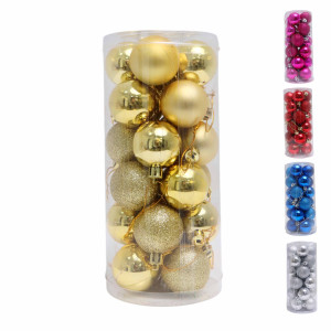 Набор елочных игрушек CJ-7 Шарики, диаметр 4 см, 24 шт., зеленый и малиновый