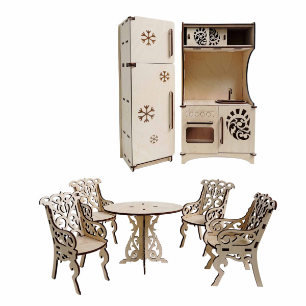 Игровой набор DaVa Кухня, мебель для куклы, деревянный