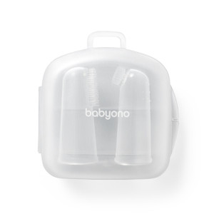 Набор массажных зубных щеток BabyOno, для первых зубок, силикон, 2 шт.