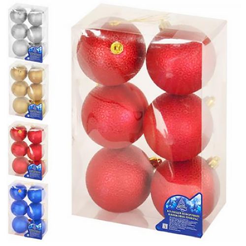 Набор елочных игрушек 8387-8 Шарики, диаметр 8 см, 6 шт.